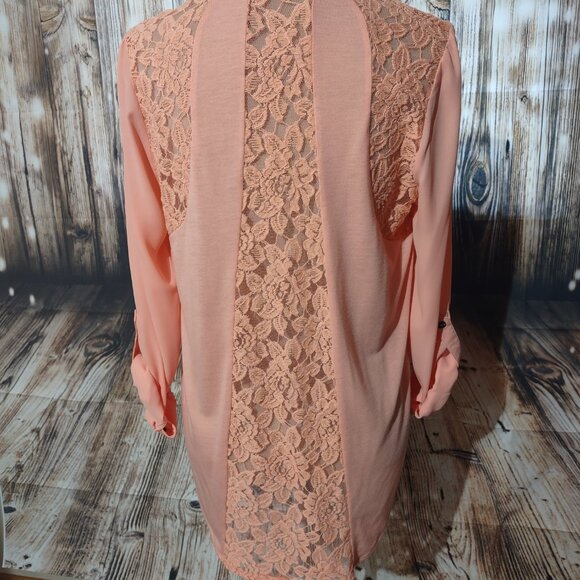 Women's Peach Blouse w/ Lace Embellishment on Backside - Picture 2 of 3